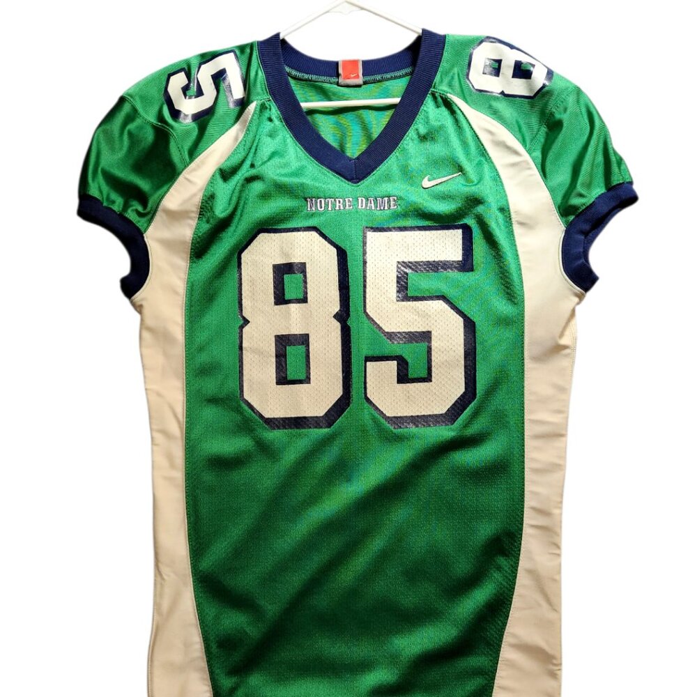 Notre Dame Nike Team Football Jersey Size XL Game Cut Game Used Green Blue White